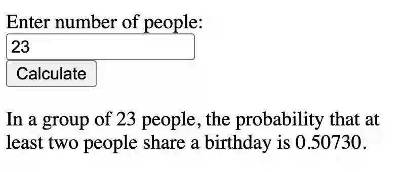 Birthday Paradox Calculator in Javascript