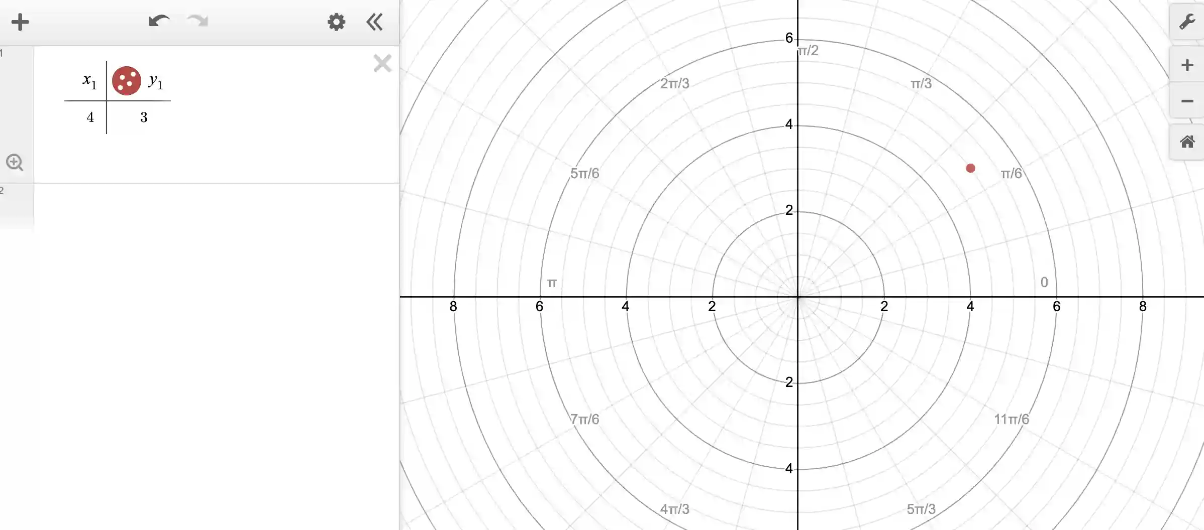 Polar coordinates in Desmos