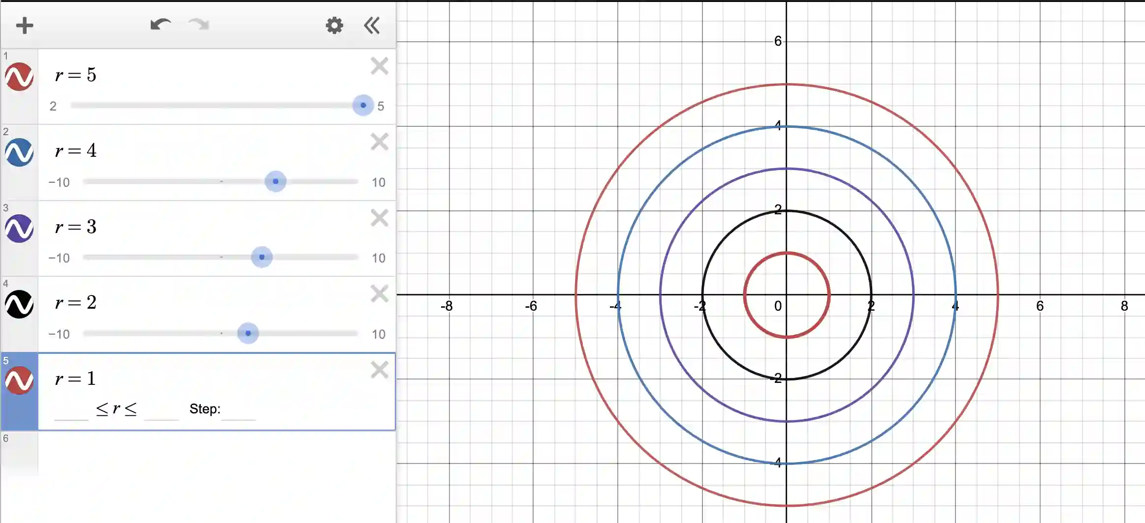 Polar coordinates in Desmos