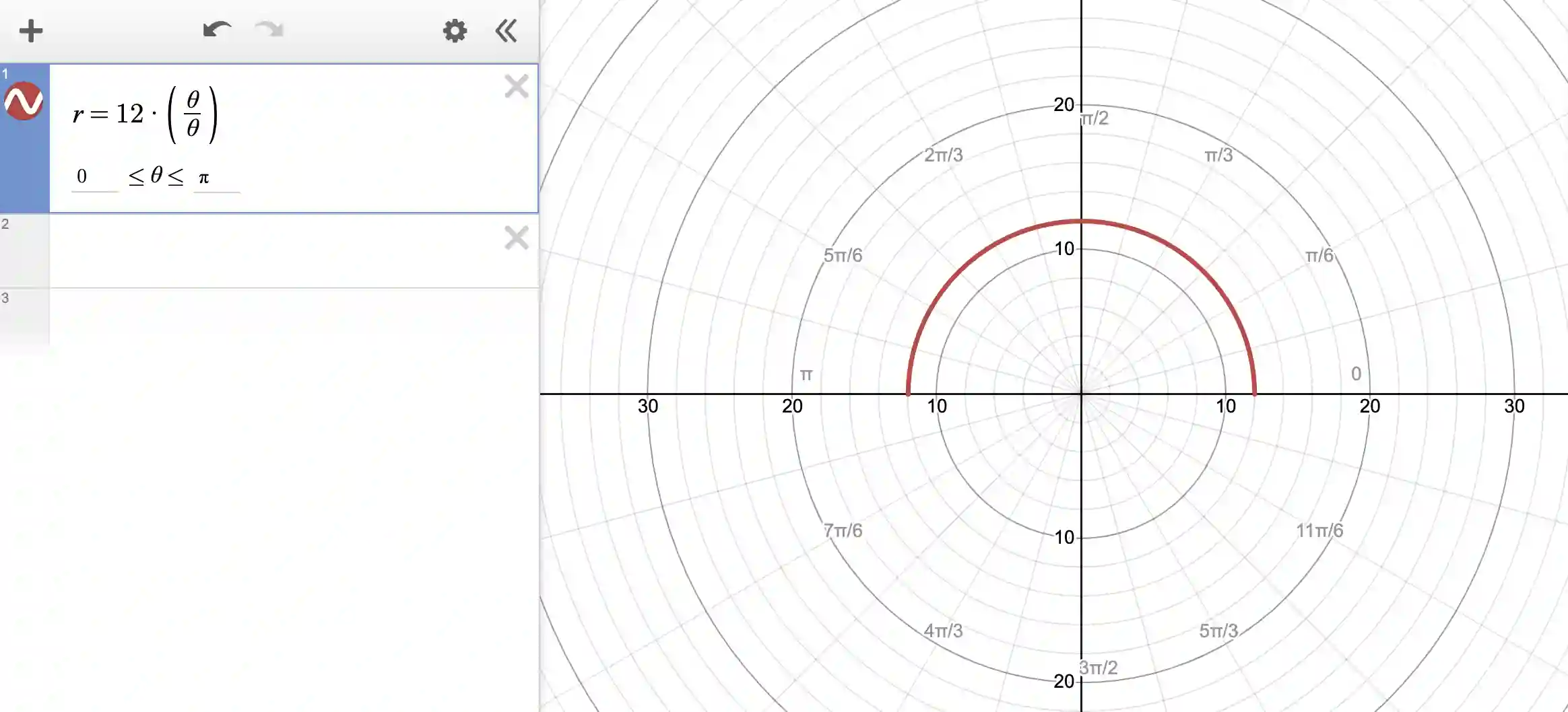 Polar coordinates in Desmos