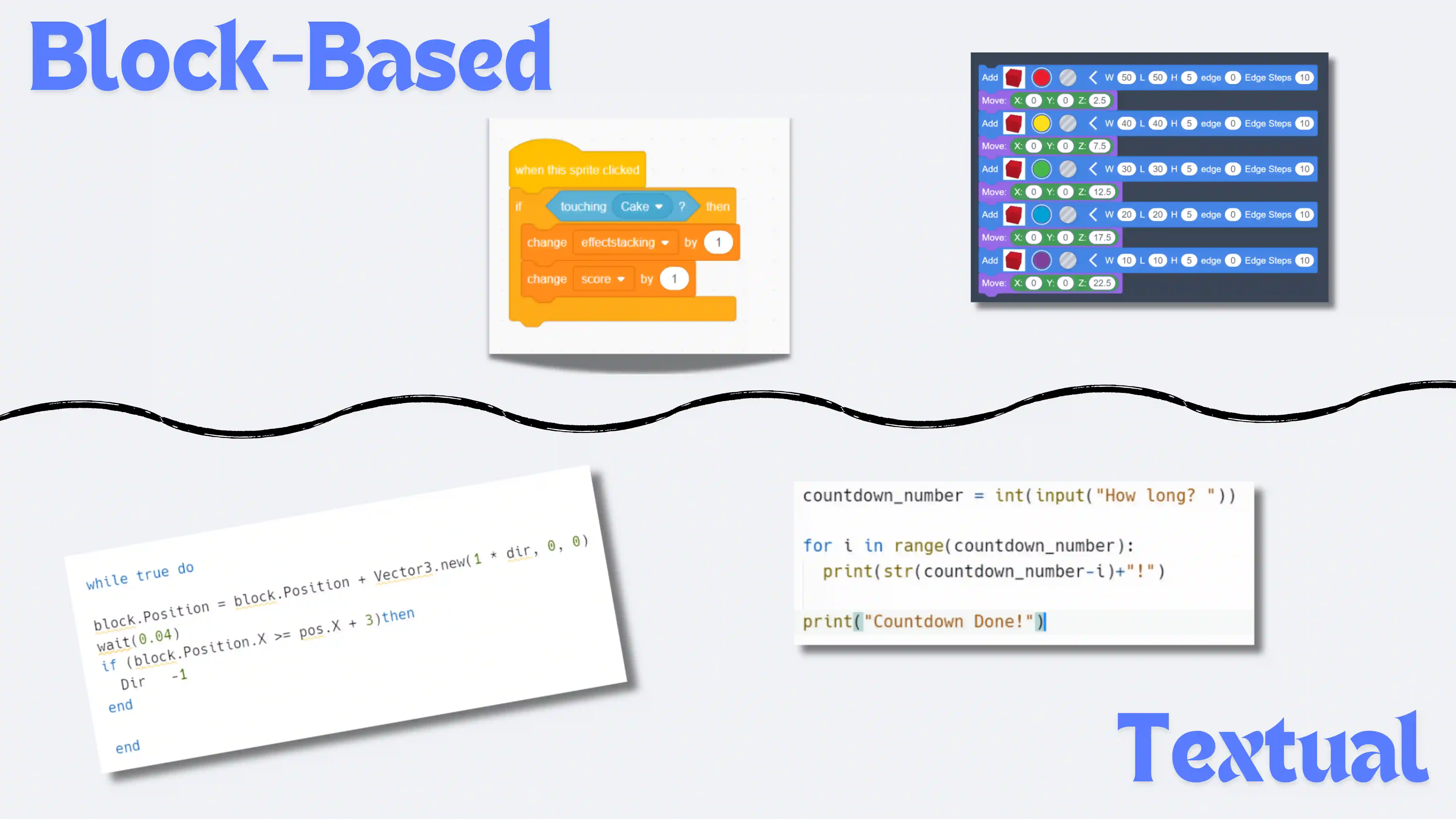 Top Kids coding languages - blocks and text